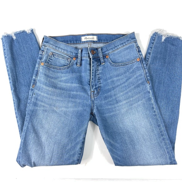 MADEWELL skinny JEANS 9” mid-rise Distressed medium wash blue denim jeans 27 - Picture 3 of 11